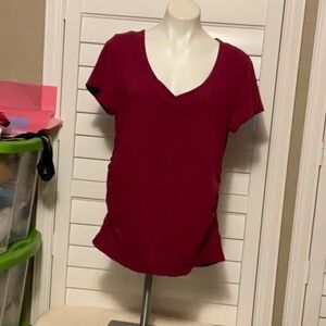 Splash Red Ruched Short Sleeve Tee